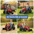 thumbnail image 2 of iYofe 12V Kids Ride on Excavator Digger Toy Cars, JCB Battery Powered Electric Tractor with Remote Control, Ride on Construction Truck w/ Shovel, Loader and Digger for 3-5 Boys Girls, Red, 2 of 8