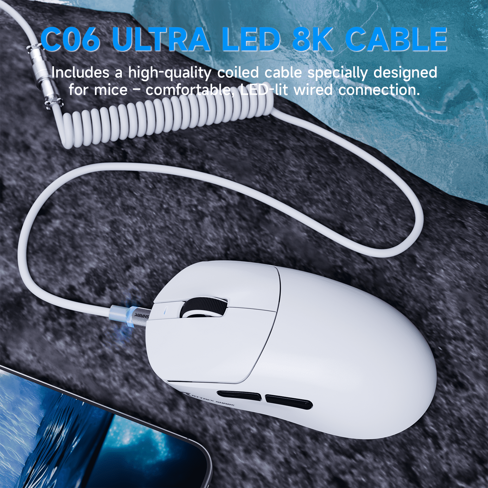 ATTACK SHARK X8PLUS Tri-mode Wireless Gaming Mouse With C06 ULTRA Cable