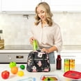 thumbnail image 5 of OPUX  Lunch Box for Women, Insulated Lunch Bag Tote for  Girls Kids Teen Adult, Cute Soft  Cooler Container Work School, Reusable Thermal Food Meal Prep Organizer Pail Travel Beach, Floral Black Rose, 5 of 9