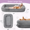 thumbnail image 2 of Skandiquip Human Dog Bed for Pets and Adults, 71"x43"x10" Orthopedic Memory Foam Lounger, Washable Faux Fur Cover with Blanket, Non-Slip Elastic Base, Light Grey, 2 of 7