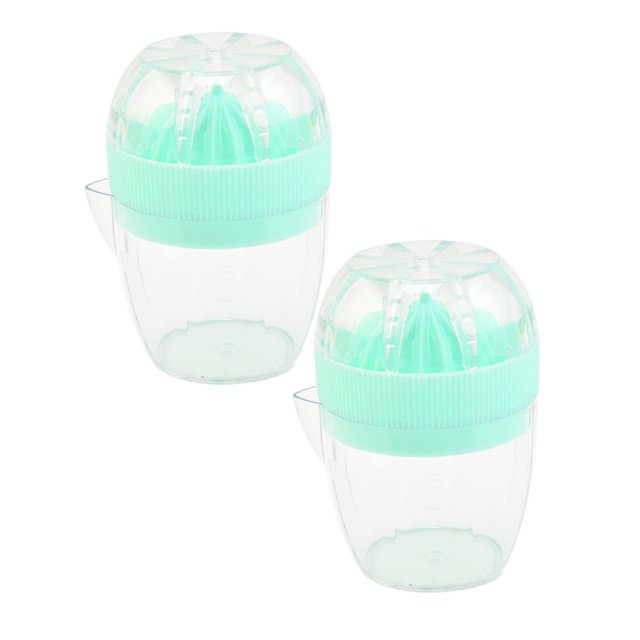 Oleegame 2PC Manual Juicer Lemon Juicer Plastic Portable Fruit Squeezer Orange Squeezer Household Green