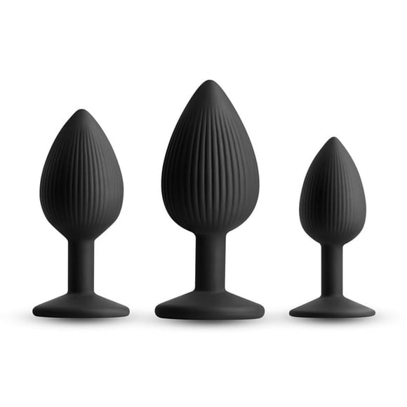 NS Novelties Renegade Triple Ace Silicone 3 Piece Set Anal Plugs Kit, Black
