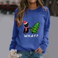 thumbnail image 2 of Gibobby Divertidas Sudaderas Sudadera con cuello en O con estampado navideño para mujer Cuello Rojoondo Fit Pullover Tops Casual Blusa suelta de manga larga (Azul, L), 2 of 4