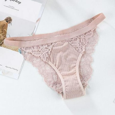 

2PC Seamless Underwear For Women Ladies Panties Lace Bowknot Thong Solid Color Low-Waist Briefs
