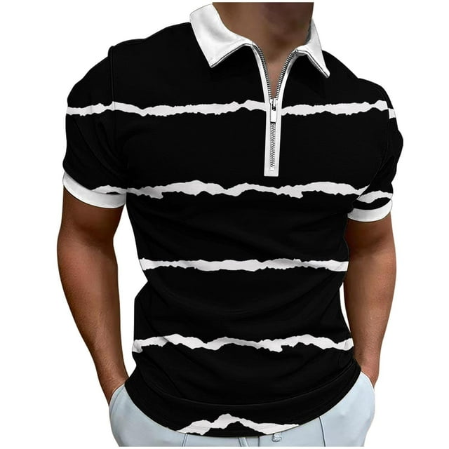 Camisetas de Manga Larga para Hombres Casual Impreso Girar Abajo Cuello Cremallera Camiseta, Ligera Blusa de Algodón de Imitación para el Hogar, Diario Y Cuatro Estaciones de Uso