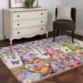 thumbnail image 3 of Blue Purple Gnomes Area Rugs 4'x6', Washable Small Throw Rugs for Office Bathroom, Spring Vintage Hydrangea Flower Leaf Indoor Outdoor Rug Non-Slip Low Pile Carpet Runner Reversible Floor Mats, 3 of 8