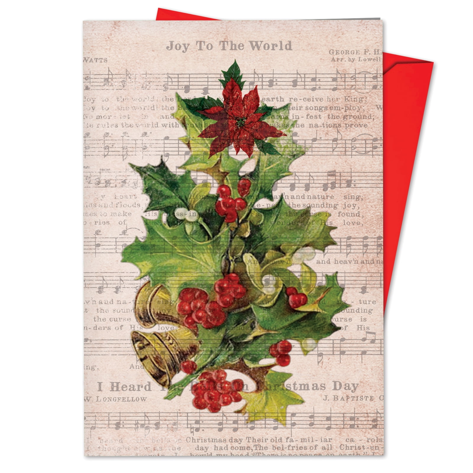12 Boxed Christmas Thank You Cards Beautiful Holly, Poinsettia Flower, Music Note Walmart