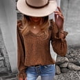 thumbnail image 2 of V Neck Animal Print Shoulder Ruffle Bishop Sleeve Blouse for Women, 2 of 3