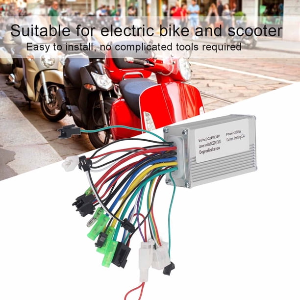 Regulador Del Motor Sin Escobillas, DC Motor Sin Escobillas Controlador De Velocidad De Alta Eficiencia 24/36V 250W Material De Metal Operación Suave Para Bicicleta Y Scooter