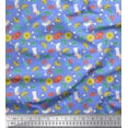 thumbnail image 1 of Soimoi Polyester Crepe Fabric Papaya,Lemon & Juice Beverages Printed Fabric 1 Yard 42 Inch Wide, 1 of 1