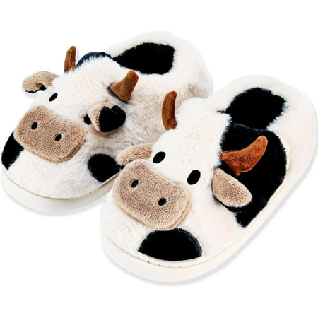 

Cow Slippers for Adult Kids Cute Cozy Cow Cotton House Slipper for Womens Men Milky Cows Animal Preppy Funny Kawaii Bedroom Pillow Cloud Slippers for Girls Boys Indoor and Outdoor