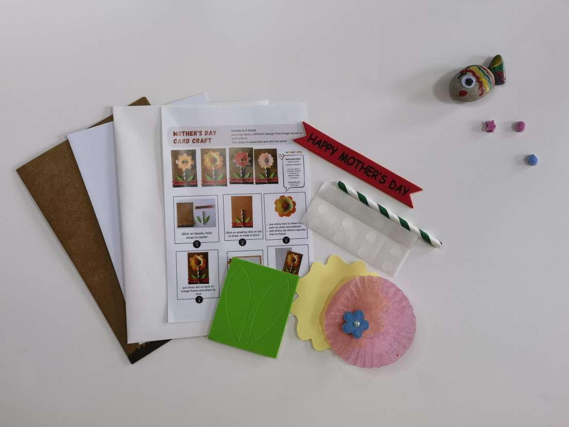 4E's Novelty 12 Pack DIY Mother's Day Card Craft Kit for Kids - Flower Greeting Card Making Set