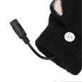 thumbnail image 3 of USB Heated Gloves Mitten Men Women Winter Knitted Fingerless Hand Warmer Heating Gloves for Office Work Black, 3 of 5