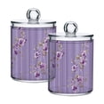 thumbnail image 2 of Purple Stripes with Purple Tiny Flowers Translucent Plastic Cans Storage Canisters with Lid Set of 4, 2 of 7