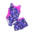 thumbnail image 3 of inlzdz Girls Sleeveless Gymnastics Leotards Matching Shorts Set Ballet Dance Tumbling Outfit Dancewear Navy Blue 14, 3 of 7
