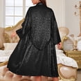 thumbnail image 4 of XIAONU Women's Leopard Print Satin Robe And Chemise Set Long Sleeve Belted Wrap Kimono Bold Glamorous Nightwear Cover Up, 4 of 4