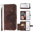 thumbnail image 1 of Jiahe Cover for Google Pixel 7, Wallet Case with Card Holder,Embossde Flower Flip Leather Magnetic Shockproof Card Slots Stand with Shoulder Strap Full Body Cover Case, brown, 1 of 8