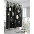 thumbnail image 5 of Black Christmas Waterproof Fabric Shower Curtain, Xmas Pine Needles Balls Snowflake Shower Curtain for Bathroom Curtains Bathtubs Hotel Washable Shower Curtains with 12 Hooks Standard 60x72, 5 of 6