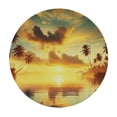 thumbnail image 2 of GOSMITH Outdoor Fitted Round Tablecloth Pillowcase Tropical Beach Palm Tree Sunset White, 2 of 7