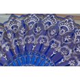 thumbnail image 2 of PDNRPSP 1 Pcs Floral Folding Hand Fan for Line Dancing Woman Bamboo Retro Pattern Hand Fans Classic Style Handheld Fabric with Tassel Women's Hollowed Bulk for Cosplay Wedding (Blue), 2 of 5