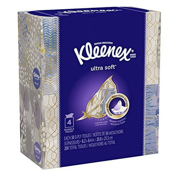 Kleenex Ultra Mou Mous du Visage, Boîte à Cubes, 50 Tissus par Boîte à Cubes, 4 Packs