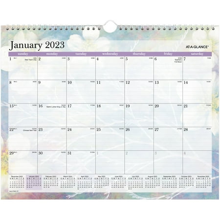 UPC: 0038576256330 | 2023-2024 AT-A-GLANCE 15 x 12 Dreams Monthly Wall Calendar Dreams Seasonal (AAGPM83707)