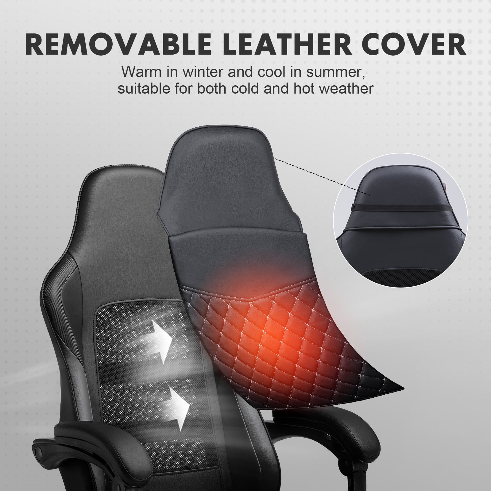 GTPLAYER High Back Faux Leather Adjustable Height Gaming Computer, Black