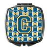 Caroline's Treasures CJ1077-CSCM Letter C Football Blue and Gold Compact Mirror CJ1077-CSCM, , multicolor