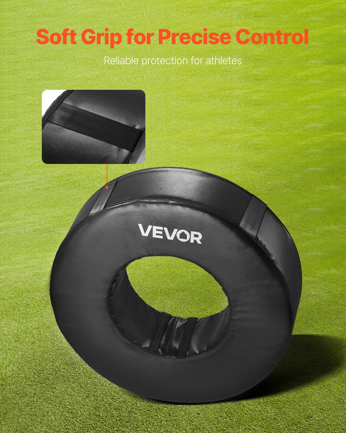 VEVOR Football Tackle Wheel, Football Tackling Dummy, Waterproof PVC and High-Density Sponge Tackle Ring, Dummies Training Equipment with Straps, for Blocking, Hitting Drills and Practice,Black,1PCS