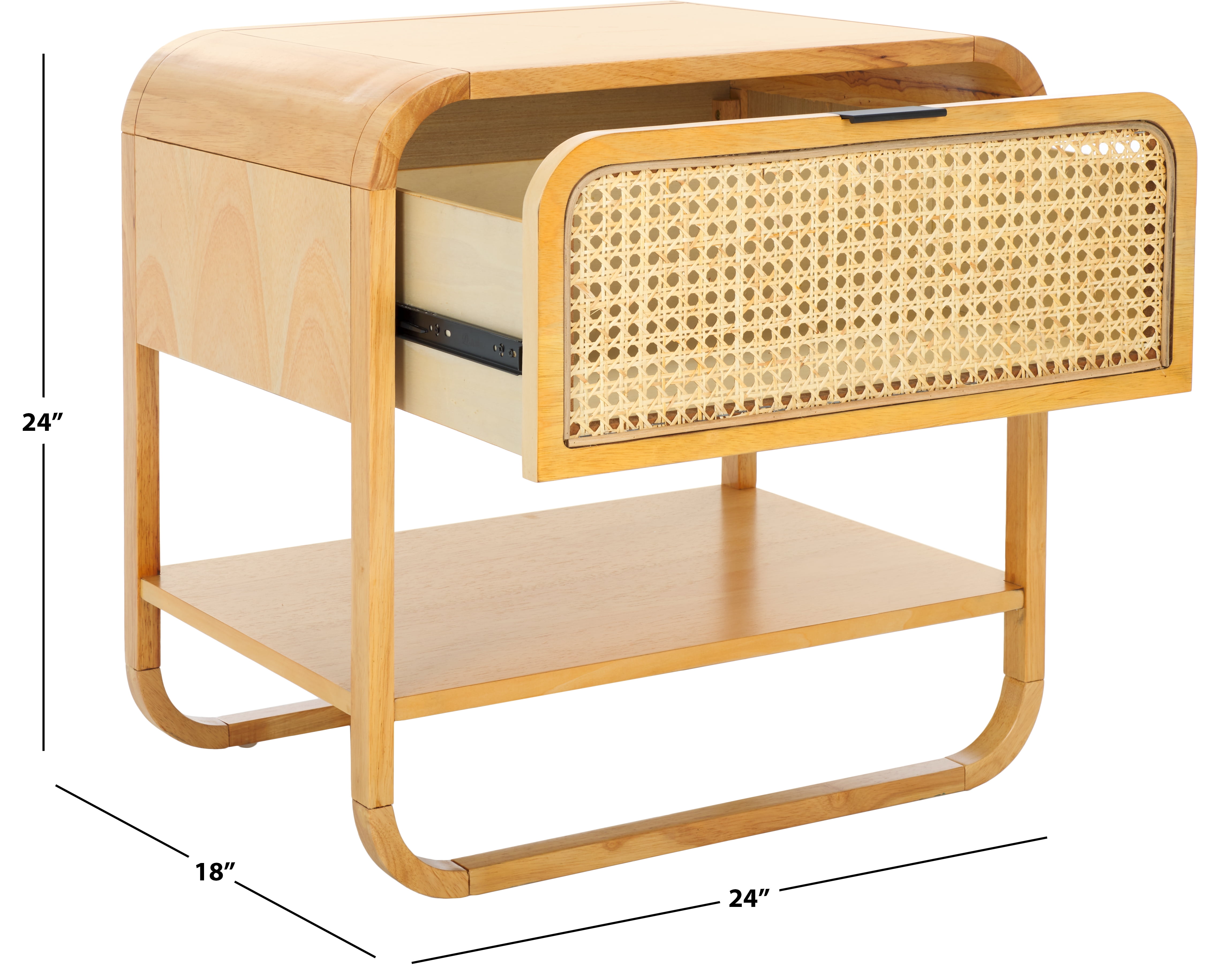 SAFAVIEH Yunis Contemporary 1 Drawer Nightstand,Natural/Natural Rattan