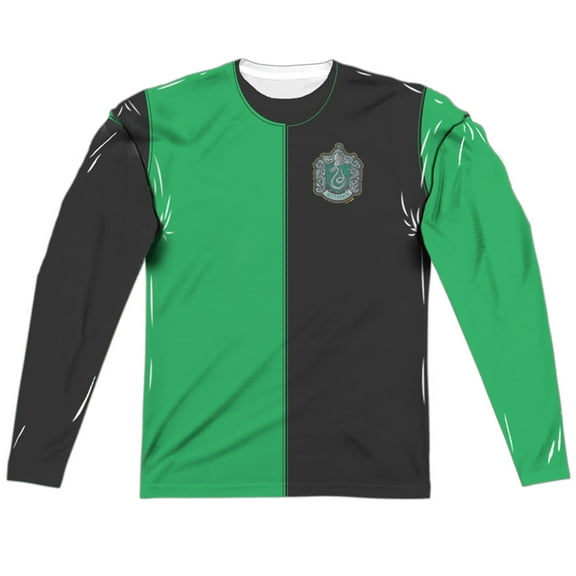 Harry Potter Slytherin Split Uniform 100% Polyester Adult Long Sleeve Costume T Shirt for Men & Women, 2X-Large