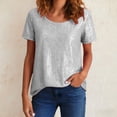 thumbnail image 5 of larppty Sequin Shirt for Women's Sparkly Short Sleeve Party Bling Glitter Fashion Blouse Top (White, XL), 5 of 6