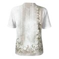thumbnail image 5 of Stralyhd Cotton Linen Womens Tops Short Sleeve Button Down Shirts Summer V Neck Tops Dressy Casual Loose Henley Blouse White XL, 5 of 8