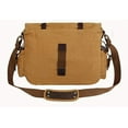 thumbnail image 4 of YAZI  Vintage Military Leather Canvas Laptop Bag Messenger Bags Medium, 4 of 14