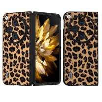 Allytechgroup Case for OnePlus Open 2023, Premium PU Leather with Fashion Leopard Pattern Ultra Slim Fit Case Anti-Scratch Shockproof Folding Phone Cover for OnePlus Open/Oppo Find N3, Natural