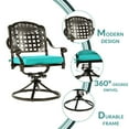 thumbnail image 2 of MEETWARM 3-Piece Outdoor Patio Dining Set, All-Weather Cast Aluminum Patio Conversation Set with 2 Cushions Swivel Rocker Chairs and 31" Round Table for Backyard Garden Deck, Umbrella Hole, Ocean Blue, 2 of 7