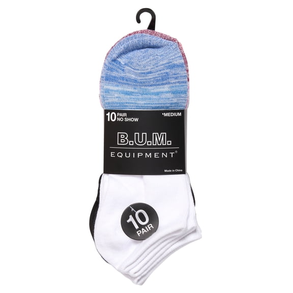 BUM Ladies No-Show Solid and Marled Colors Socks, Casual Comfort, 10 Pack