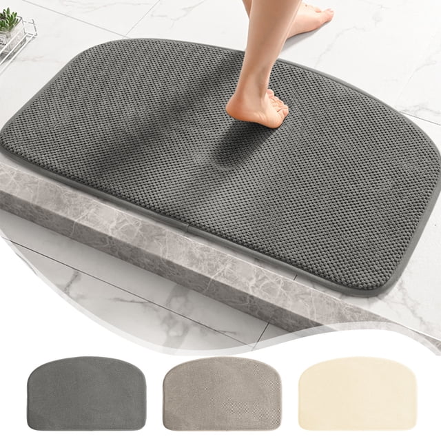 Fiudx Alfombra de Baño Seca, Suave Alfombra de Poliéster, Base de Goma Antideslizante, Rápida Absorción de Agua, Decoración Moderna, Uso Versátil, Gris Oscuro/Gris/Beige, 50 X 80 Cm