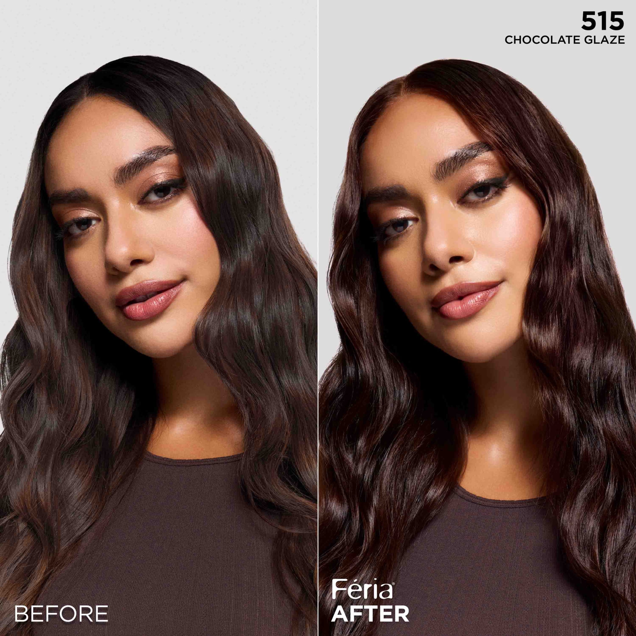L’Oreal Paris Feria Multi-Faceted Shimmering Permanent Hair Color Kit, 515 Chocolate Glaze, for Adults