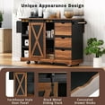 thumbnail image 6 of TesNus 55.5 Inch Farmhouse Kitchen Island Cart with Drop Leaf Barn Door and Power Outlet in Black for Kitchen, 6 of 9