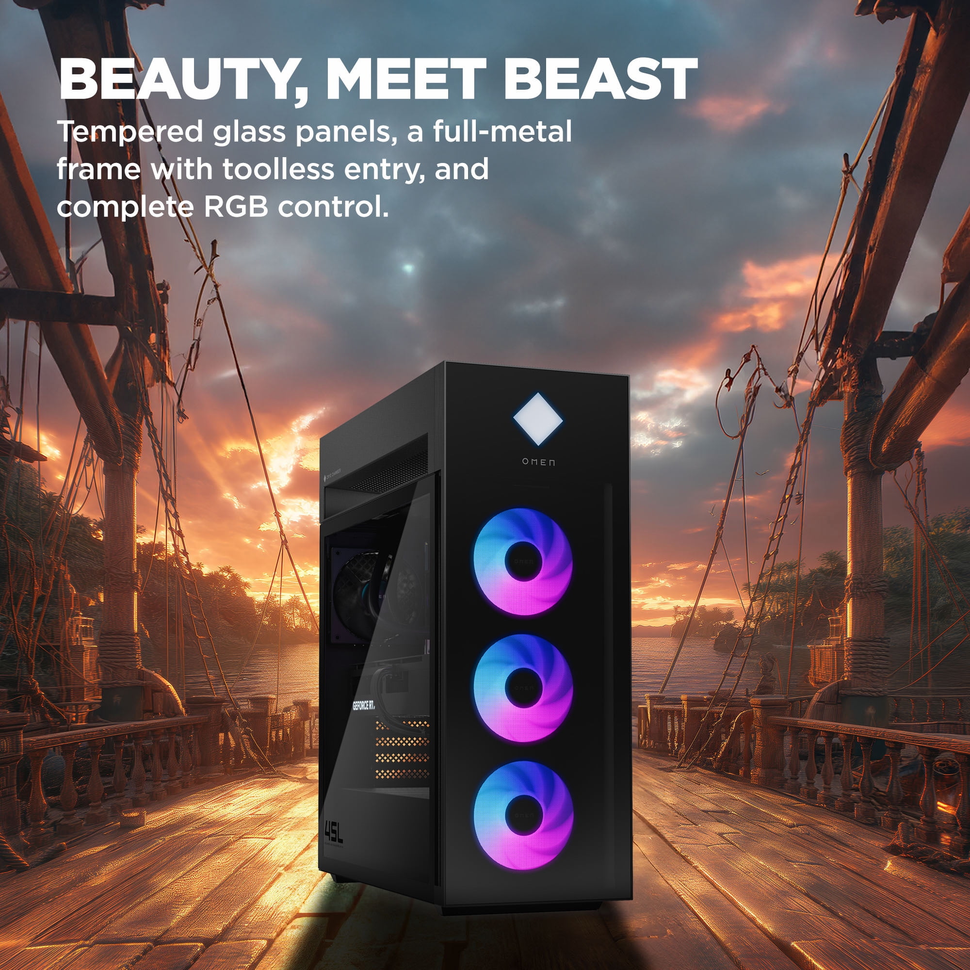 HP OMEN 45L Gaming Desktop PC (Intel Ultra 9- 285K, NVIDIA GeForce RTX 5090 32GB GDDR7, 128GB DDR5, 1TB PCIe SSD + 2TB HDD, RGB Fans, 360mm AIO, 1200W PSU, WiFi 6E, Win 11 Pro) w/DKZ USB Port Expander