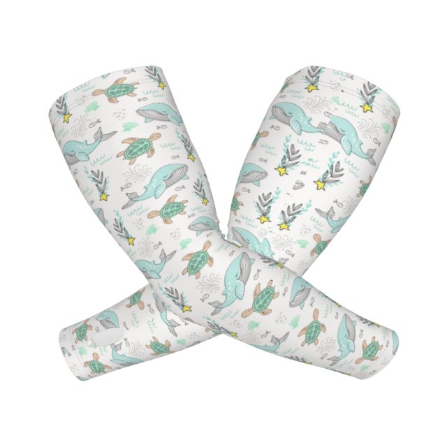 Balery Whale And Turtle Mangas Refrescantes para Brazos para Hombre y Mujer – Transpirables y Absorbentes de Humedad para Mujeres, Hombres y Niños