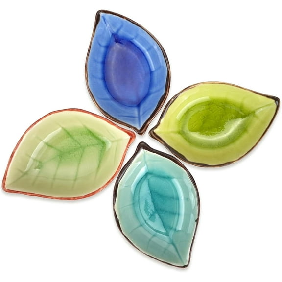 CEYAZYE 4PCS Coffee Spoon Rest, Mini Tea Spoon Holder for Kitchen Counter, Ceramic Leaf Utensil Holder for Coffee Bar Accessories, Stove, Coffee Station Table Decor