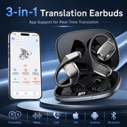 AI Language Translation Earbuds, 3-in-1 AI Translator Earbuds Real Time for 144 Languages, Wireless Bluetooth Headphones, Translator Device with APP fit IOS and Android for Travel, Business, Learning