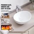 thumbnail image 5 of KFFKFF Oval Basin, 16" x 13.4" Countertop Ceramic Sink, White Above Counter Bathroom Bowl, Modern Design, Securely Packaged for Home, Hotel, Restroom, RV, 5 of 9
