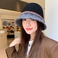 thumbnail image 4 of LinYooLi Selected Autumn And Winter Contrasting Color Knitted Hats Female Fashion Lace Hat Hats Versatile Casual Barrel Hat Basin Hat, 4 of 9