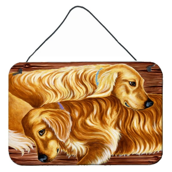 Carolines Treasures AMB1387DS812 Zeus and Chloie the Golden Retrievers Wall or Door Hanging Prints  8x12 multicolor