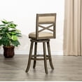 thumbnail image 4 of 30" Bar Stools - High Back Swivel Barstools with Upholstered Seat & Solid Wood Footrest, Counter Bar Stool for Kitchen Island & Pub, 4 of 5