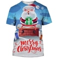 thumbnail image 2 of Camisetas con estampado de dibujos animados de Papá Noel para hombre, camisa de manga corta con gráfico de Navidad y nieve, ropa informal para vacaciones de verano, 2 of 3