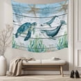 thumbnail image 5 of Sea Turtle Tapestry for Bedroom Wall Hanging Tapestry, Coastal Seahorse Whale Octopus Ocean Seagrass Ceiling Backdrop Tapestries Poster Blanket Wall Decor for Teens Room Living Room Dorm 59" x 90", 5 of 8